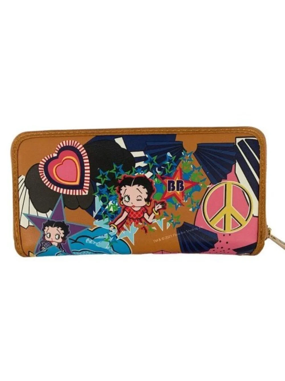NEW Betty Boop Lips Paris Colorful Faux Leather Multi Wallet Wristlet Clutch